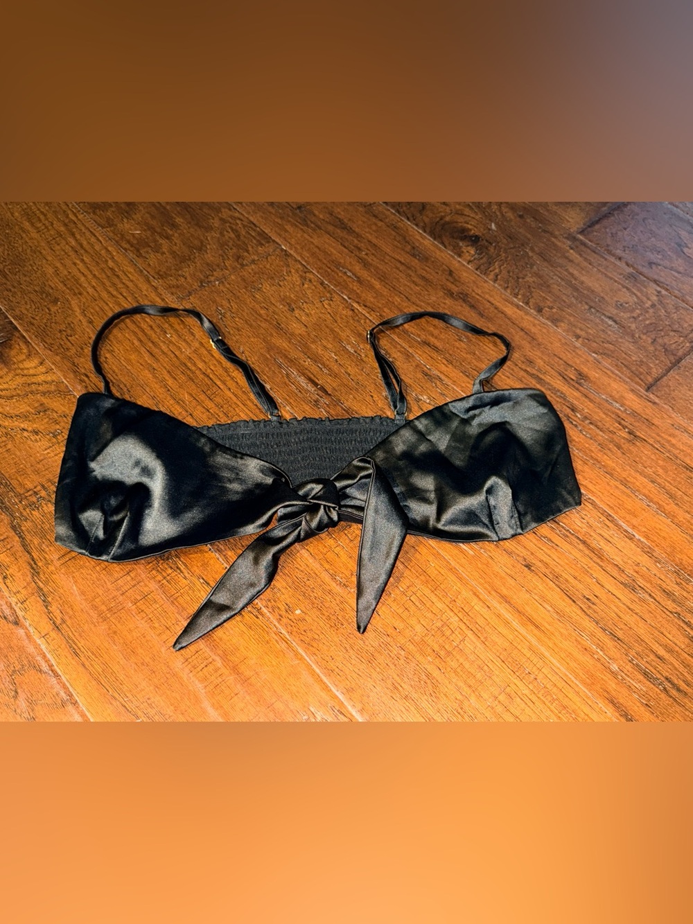 NWOT Victoria’s Secret Black Satin Bow Bra Top size L